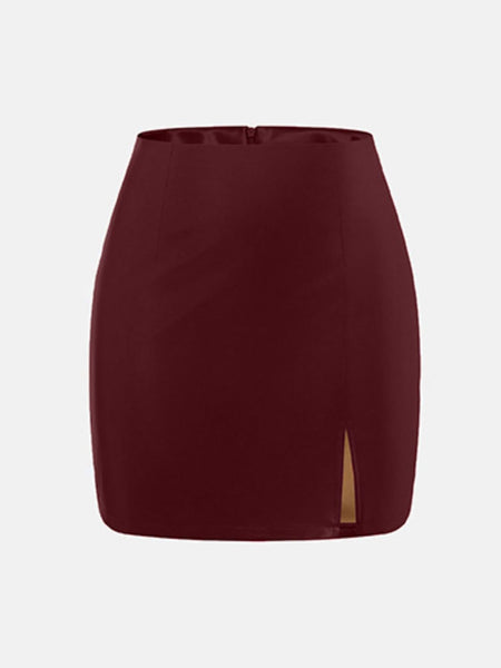Slit Mini Skirt with Zipper - Image 12