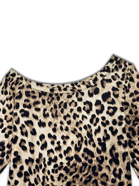 Leopard Print One-Shoulder Top and Pants Set - Image 8