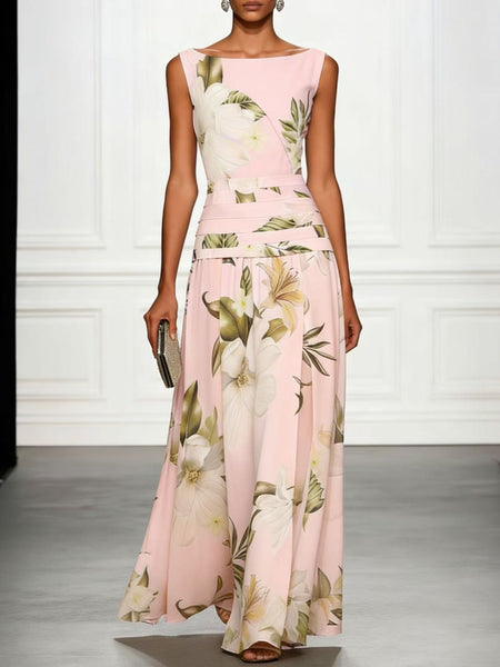 Women's V-Neck Backless Floral Print Maxi Dress - Image 2