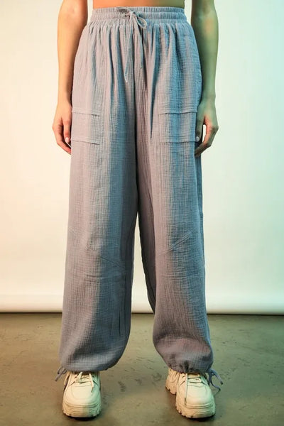 VERY J Wide Leg Gauze Solid Pants - Image 2