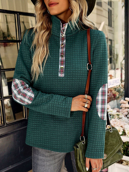 Blue Zone Planet | Plaid Panel Zip Long Sleeve Top - Image 7