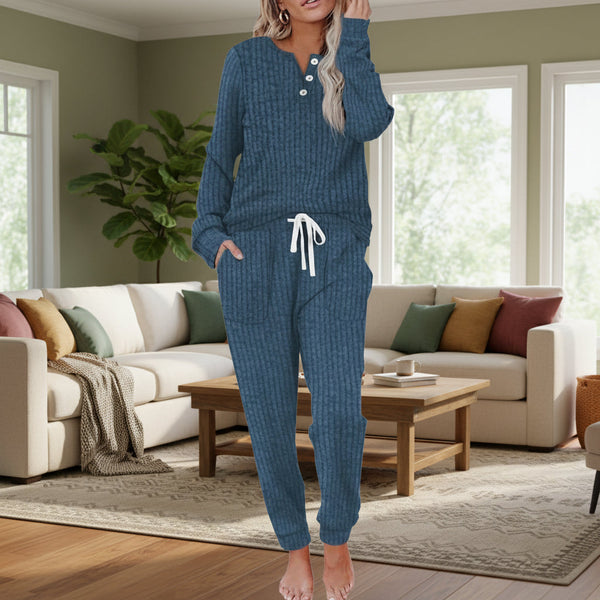 Joraeen | Women's Knit Lounge Set, Two Piece Matching Loungewear – Black - Image 5