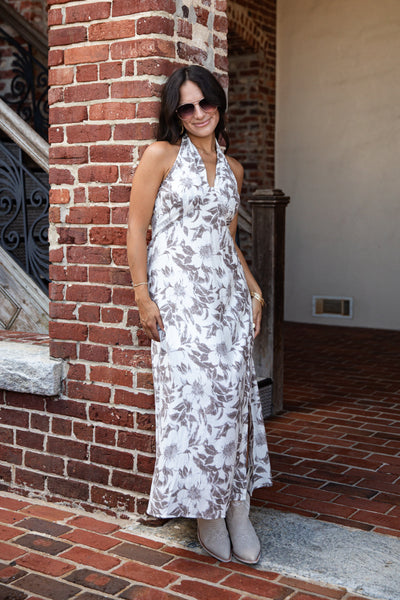 Whispering Willow Cream Floral Midi Dress - Image 5